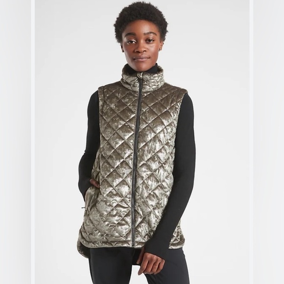 Athleta Jackets & Blazers - Athleta Whisper Metallic Velvet‎ Vest in Coffee House XS